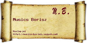 Musics Borisz névjegykártya